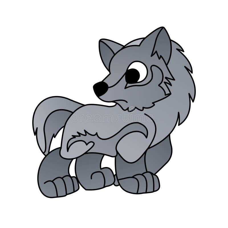 Wolf Gray Cute Cartoon Illustration Animal Character Stock Illustration ...