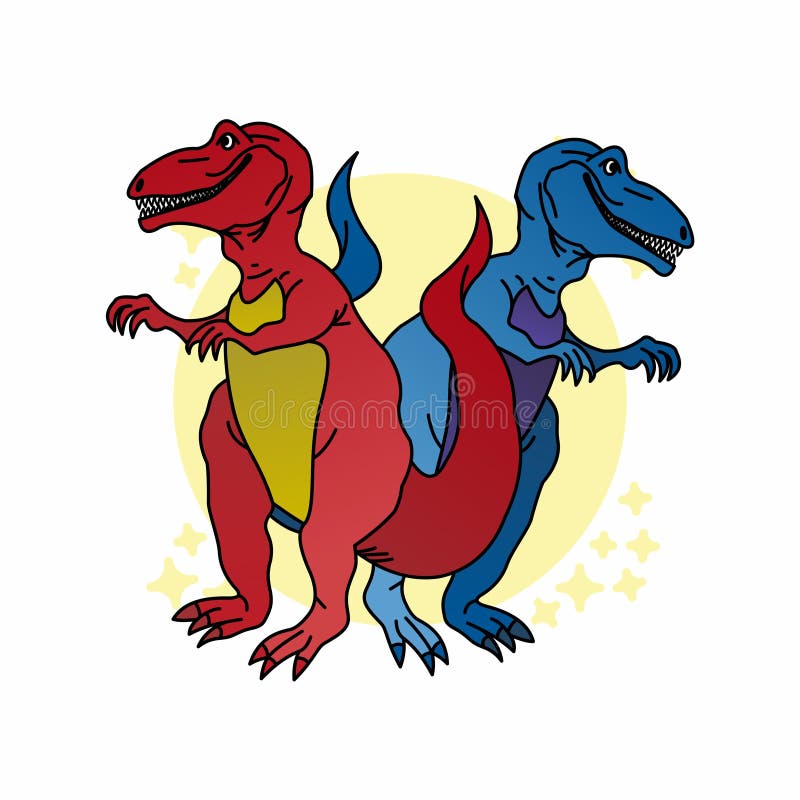 Illustration of Red Dinosaur Cartoon, Cute Funny Character, Prehistoric  Animals, Flat Design Stock Illustration - Illustration of icon, hope:  166582437