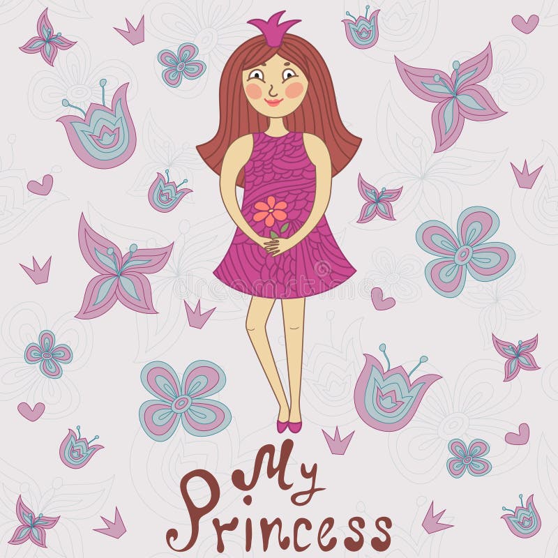 My princess. Cute romantic shower card vector illustration My princess. Cute romantic shower card vector illustration