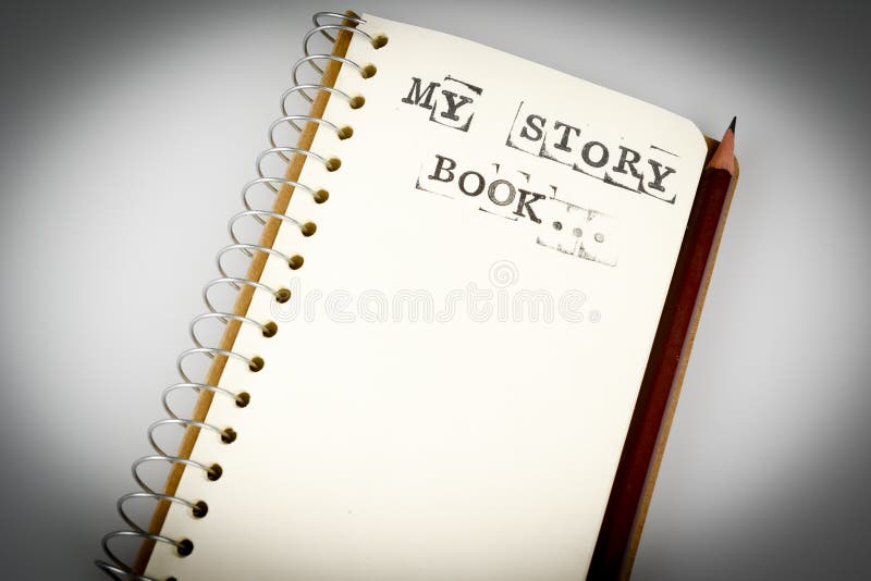 My Story Book on the White with Brown Pencil Stock Image Image of