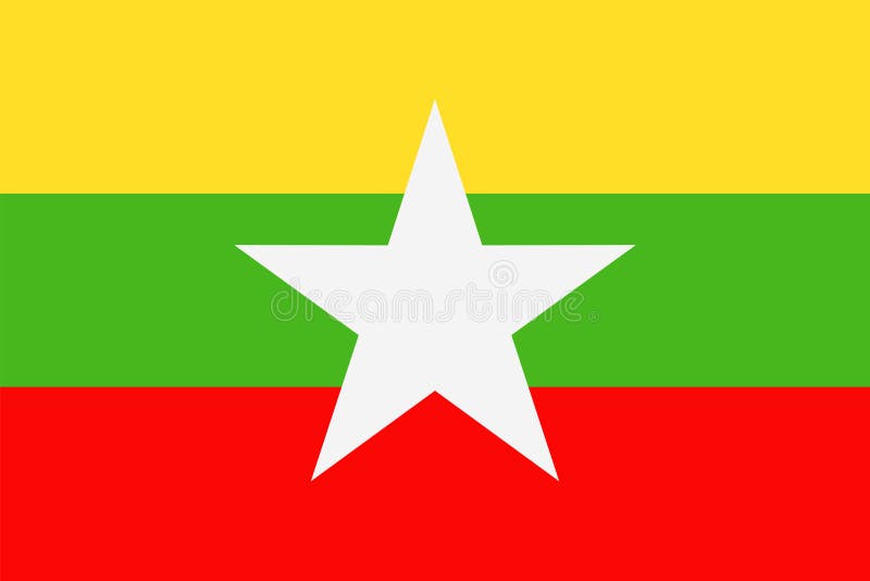 Myanmar-Flaggen-Vektor-flache Ikone