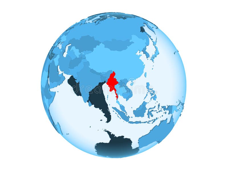 Myanmar sur le globe bleu d'isolement illustration stock Myanmar sur le globe bleu d'isolement illustration stock