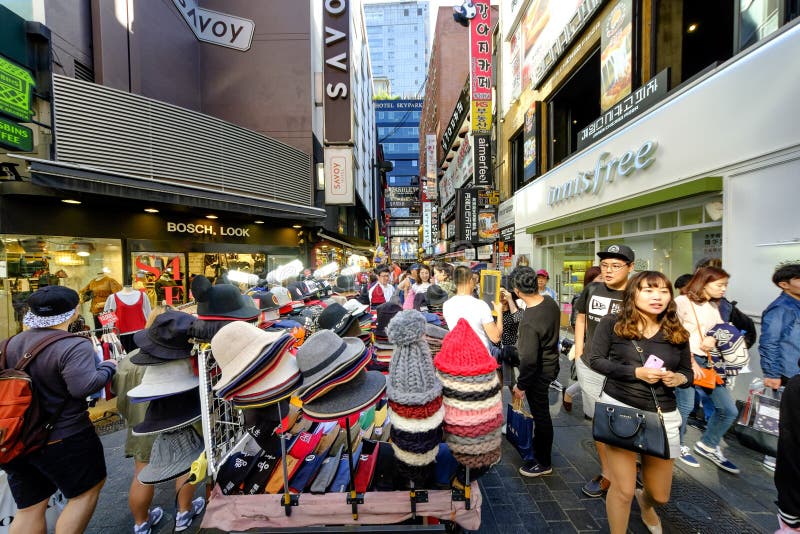 Myeong Shopping  Street Korea  Editorial Image Image of 