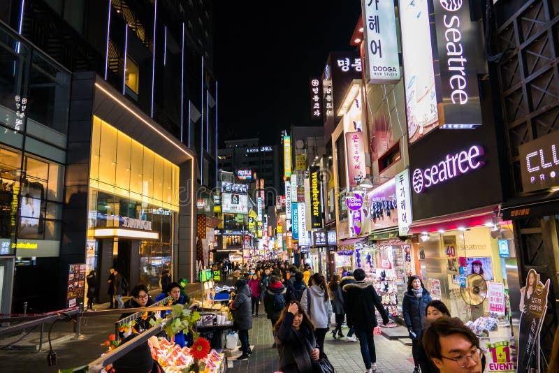 Myeongdong Market Shopping Street Editorial Image - Image of seoul ...