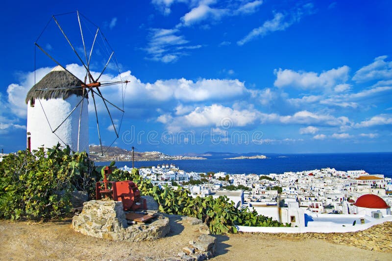 Mykonos Ansicht stockbilder Mykonos Ansicht stockbilder