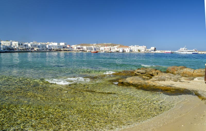 Mykonos eller mikonosö i Grekland. Mykonos eller mikonosö på grekiska havsöar