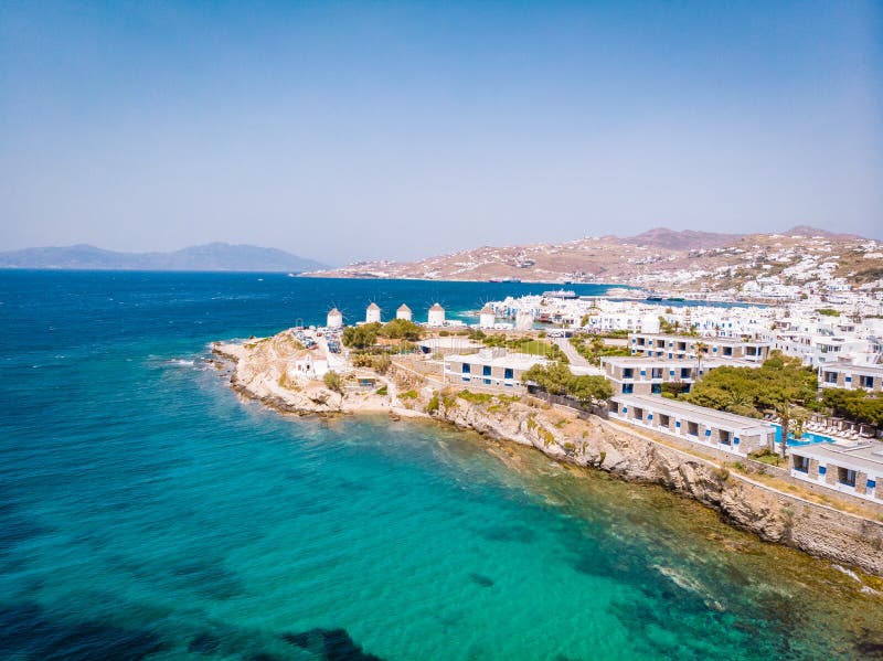 Mykonos Greece, Little Venice Mykonos Greece, Sunset at Ocean Fron at ...