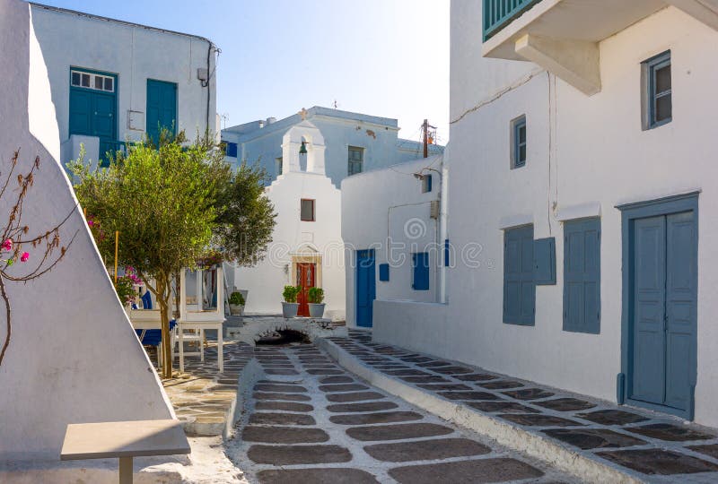 Greece, Mykonos, the typical architectures of the Chora old town. Typical architectures stock images, royalty-free photos and pictures