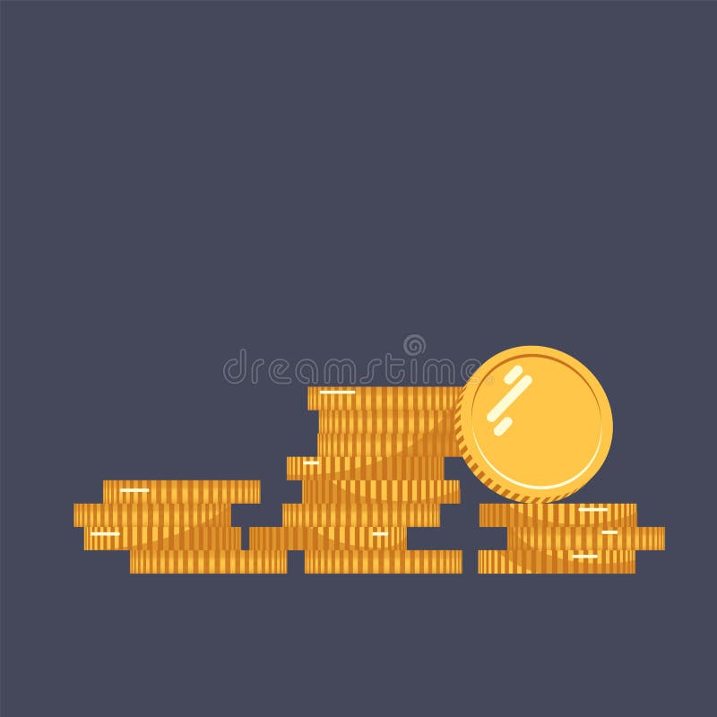 Myntar vektorsymbolsillustrationen Bunt av mynt med myntet som är främst av det Digital valuta Isolerade guld- mynt för plan stil vektor illustrationer Myntar vektorsymbolsillustrationen Bunt av mynt med myntet som är främst av det Digital valuta Isolerade guld- mynt för plan stil vektor illustrationer