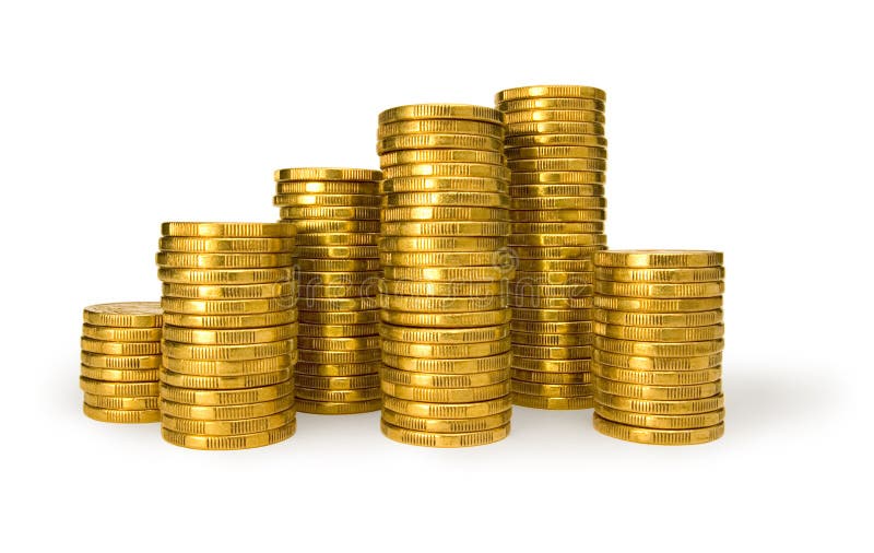 Myntdollar en staplar royaltyfria bilder