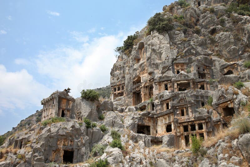 Antique tomb in the rock (Myra, Turkey) city of the dead Rock-cut tombs in Myra plundered tombs. Antique tomb in the rock (Myra, Turkey) city of the dead Rock-cut tombs in Myra plundered tombs