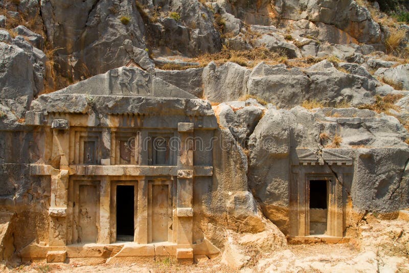 Historical tombs in the mountains near Myra town. Turkey. Historical tombs in the mountains near Myra town. Turkey.