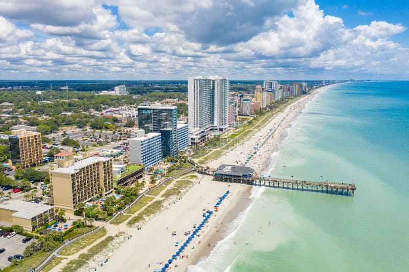 Myrtle Beach fishing pier Atlantic Ocean aerial photo stock photo Myrtle Beach fishing pier Atlantic Ocean aerial photo stock photo