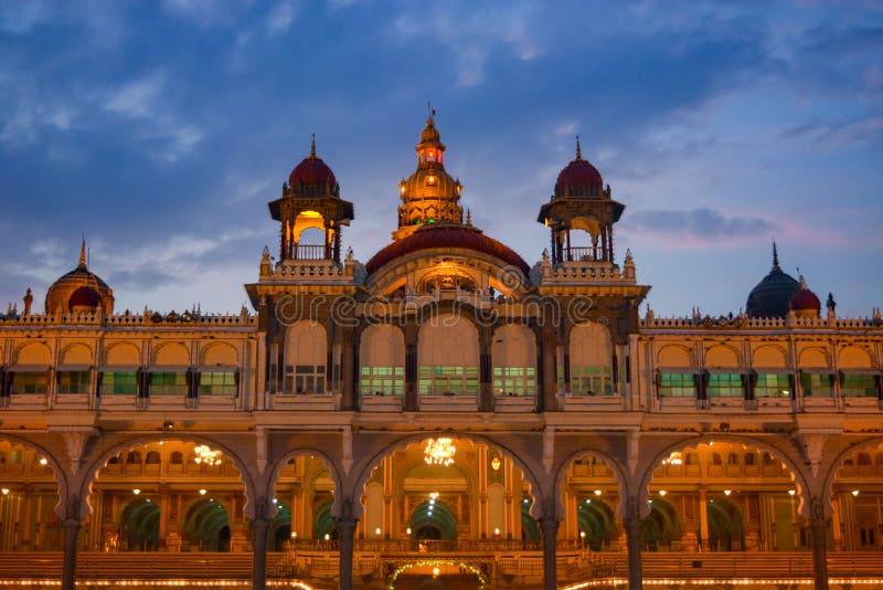 Mysore Palace Lighting at Evening Stock Photo Image of lightning