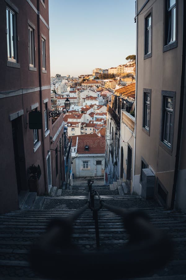 Mysterious alley in the middle of Lisbon, Portugal stock photo Mysterious alley in the middle of Lisbon, Portugal stock photo