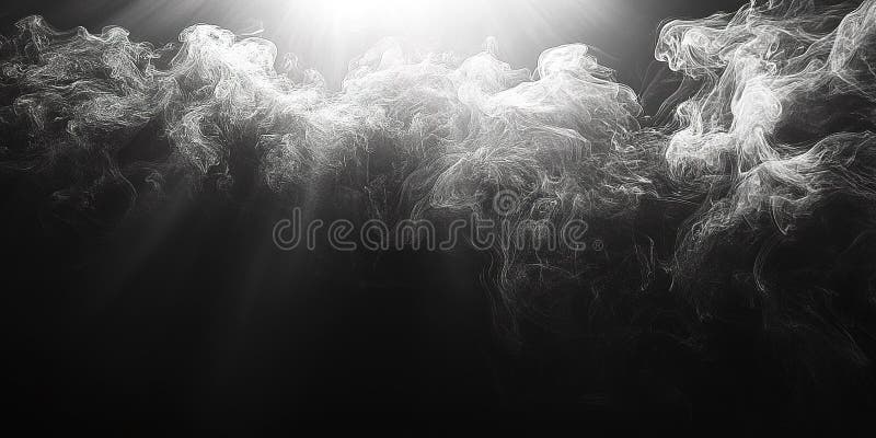 Mysterious clouds of smoke illuminated by soft light in a dark background royalty free illustration
