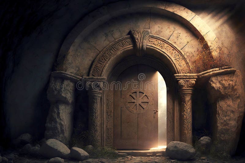 Mysterious entrance to ancient crypt tomb religion