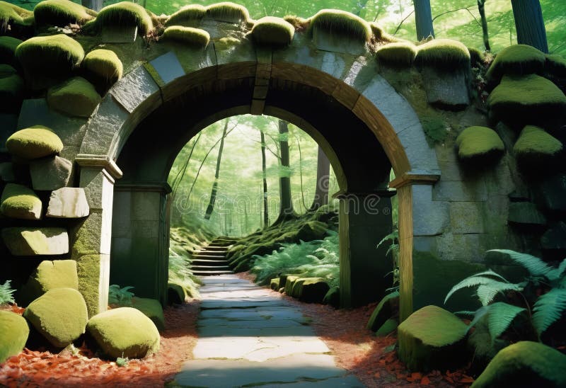 Mysterious entrance to new life or beginning vector illustration