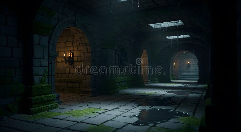 Mysterious Medieval Dungeon royalty free illustration