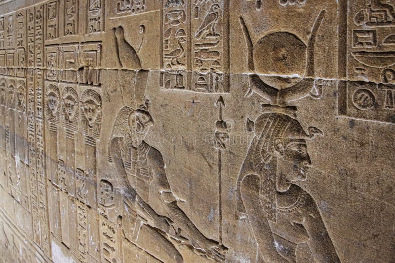 Mysterious murals on the walls of the Temple of Dendera Hathor , near the city of Ken