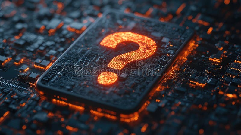 Mysterious Question Mark on Smartphone Screen - Conceptual Tech Art Representing Digital Uncertainty and Future