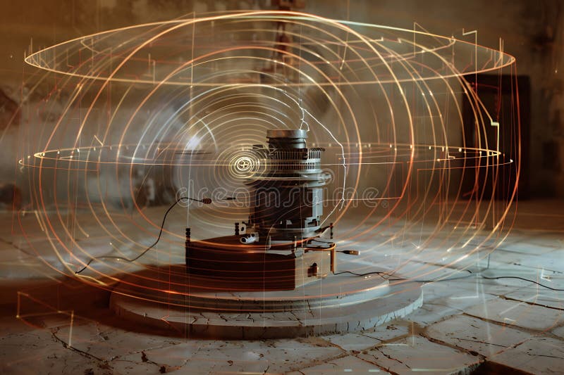 Mysterious Technological Device within Energy Field vector illustration