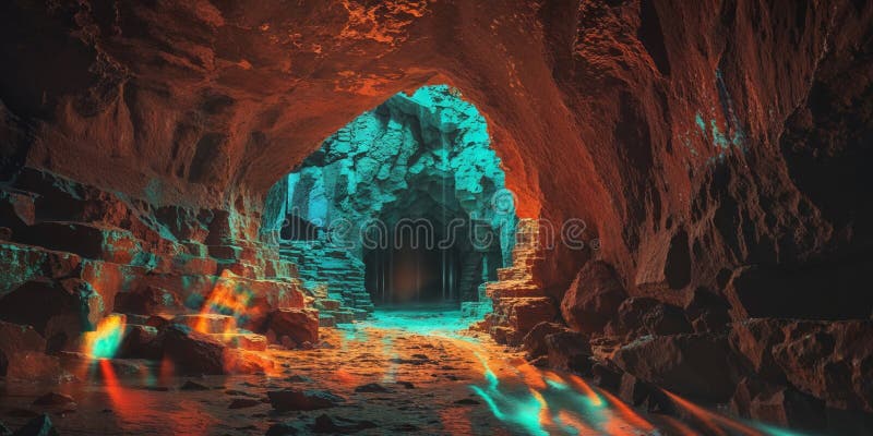 Mysterisk stongrotttäthet i bildkonsstilbakgrund med mörk och texturerad rock royaltyfri bild