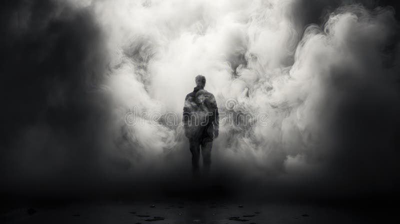Mysteriöser Rauch schwarz-weiß lizenzfreie abbildung
