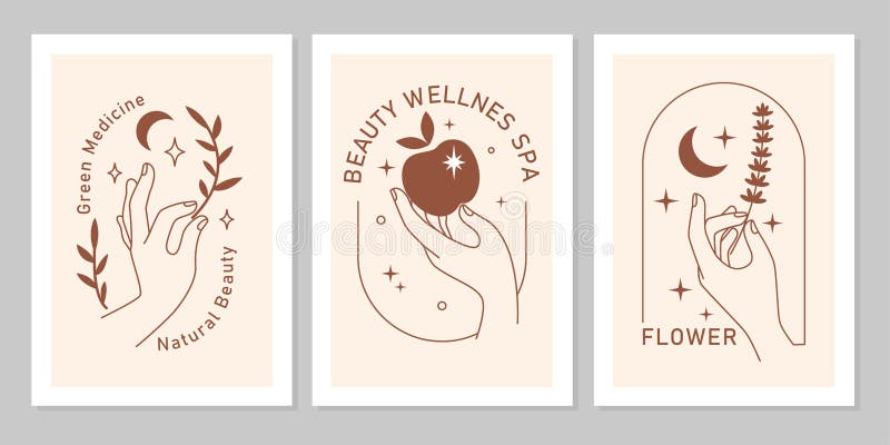 Download Mystic Boho Set Of Female Hands And Symbols, Moon, Snake ...