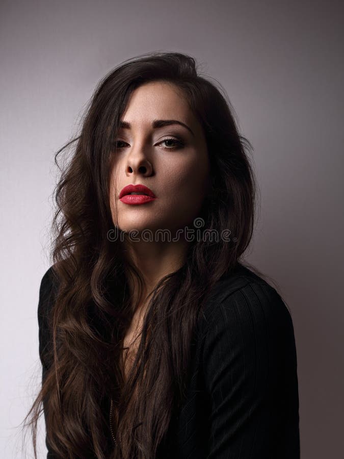 Mystic Makeup Woman with Red Bright Lipstick Looking O Stock Image ...