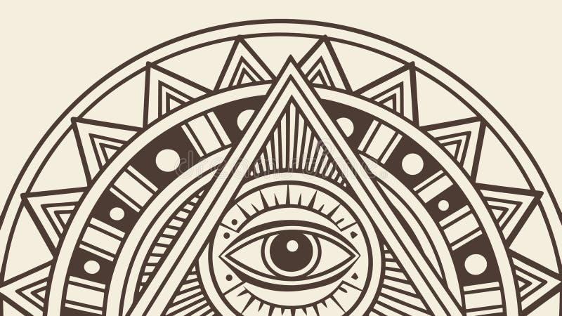 Mystical Aztec Pyramid Eye Symbol, Ancient Geometric Art, vector design Generative AI stock illustration