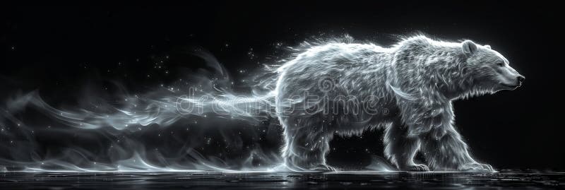 Discover the enchanting Mystic Bear Spirit in Motion depicted in this captivating digital artwork royalty free stock image