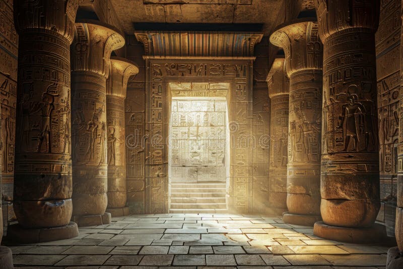 The Mystical Corridor of an Egyptian Temple vector illustration