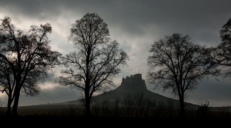 Mystical dark and stormy view of Spissky hrad castle in Slovakia