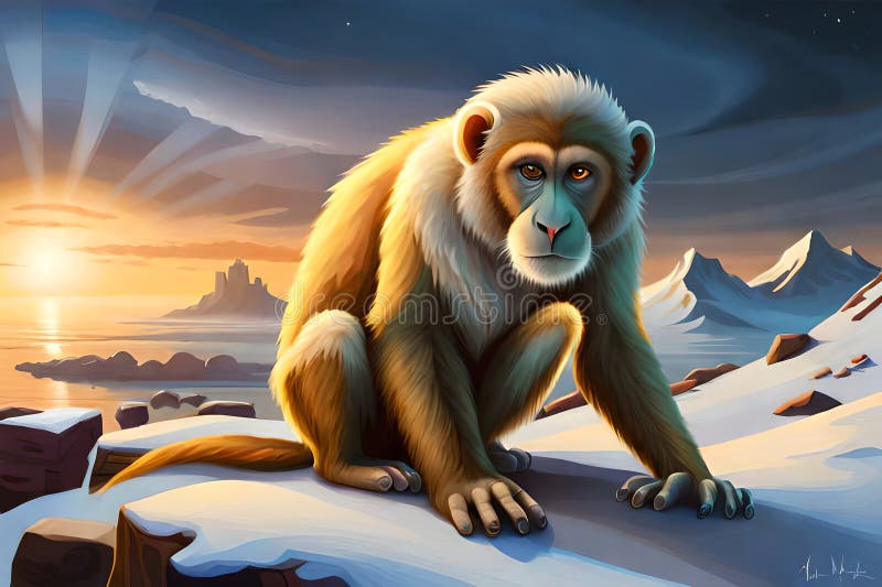 A Mystical Fantasy Monkey. . Generative AI stock photography