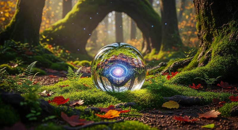 Mystical forest orb stock illustration