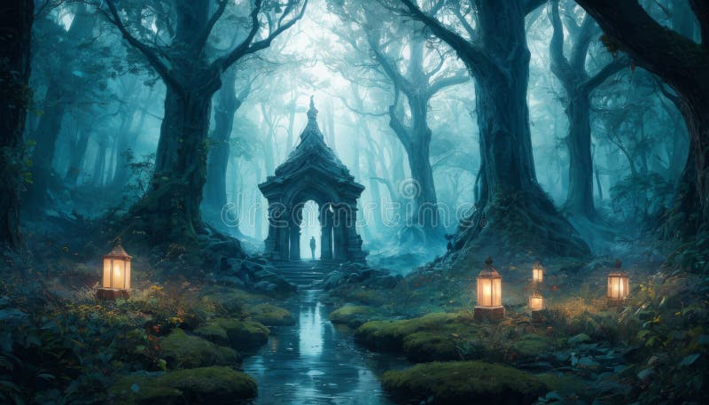 Mystical Forest Sanctuary royalty free stock photography