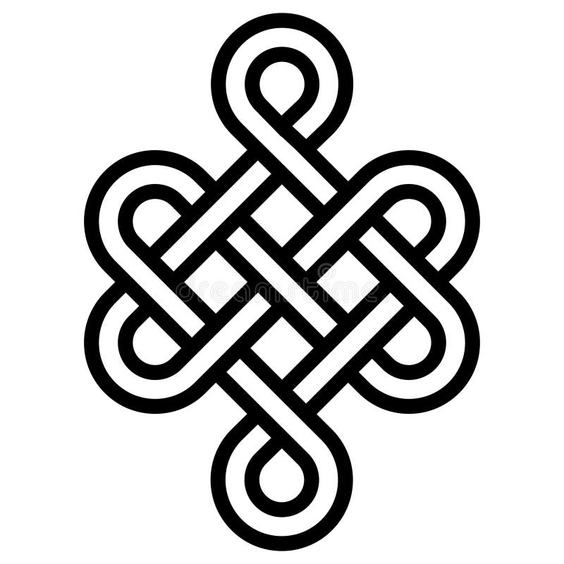 Mystical Knot of Longevity and Health, Sign Good Luck Feng Shui, Vector