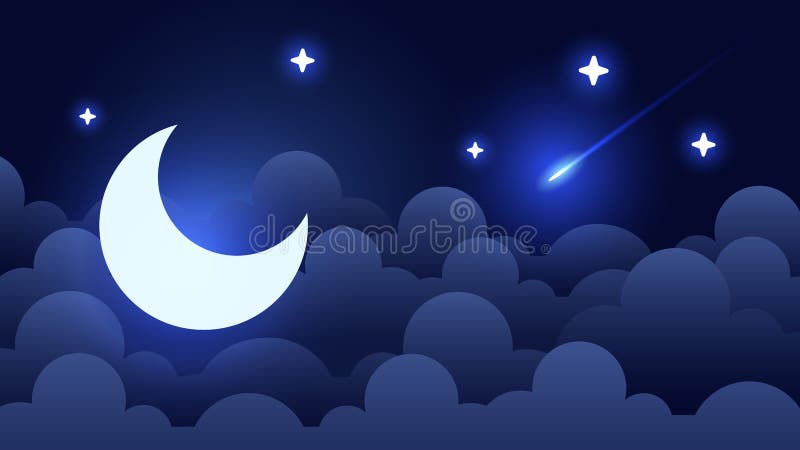 Moon At Night With Bright And Dark Clouds On Blue Background Stock Photo Download Image Now iStock