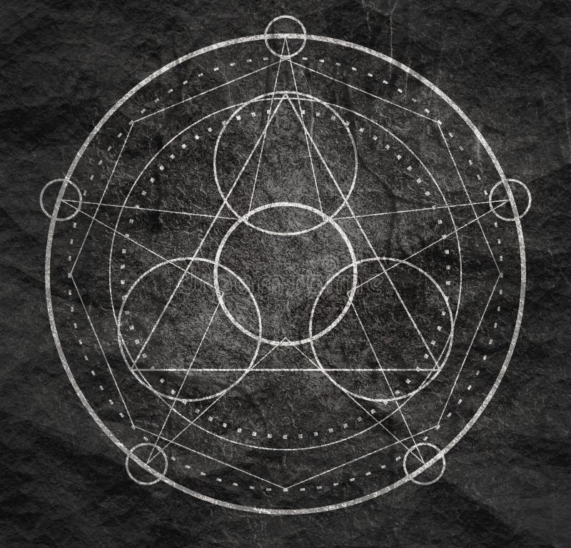 Mystical geometry symbol. Linear alchemy, occult, philosophical sign. For music album cover, poster, sacramental design. Astrology and religion concept. Mystical geometry symbol. Linear alchemy, occult, philosophical sign. For music album cover, poster, sacramental design. Astrology and religion concept.