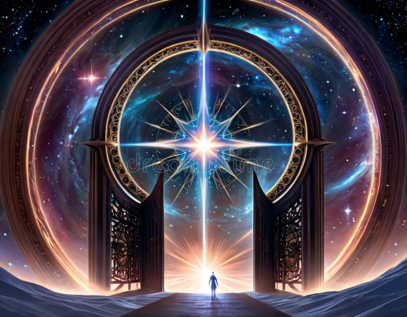 Mystical Portal in Cosmic Space stock photography