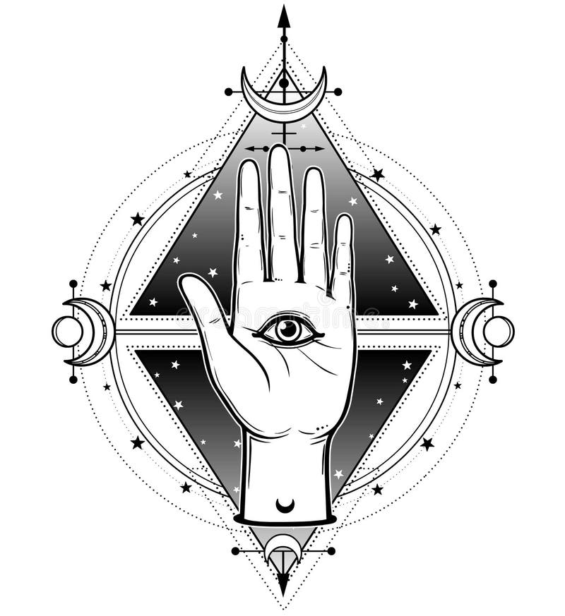 Mystical Symbol: the Human Hand Has a Divine All-seeing Eye. Stock ...
