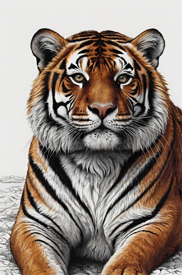 Mystical Tiger in the Jungle Stock Illustration Illustration of fauna(06)