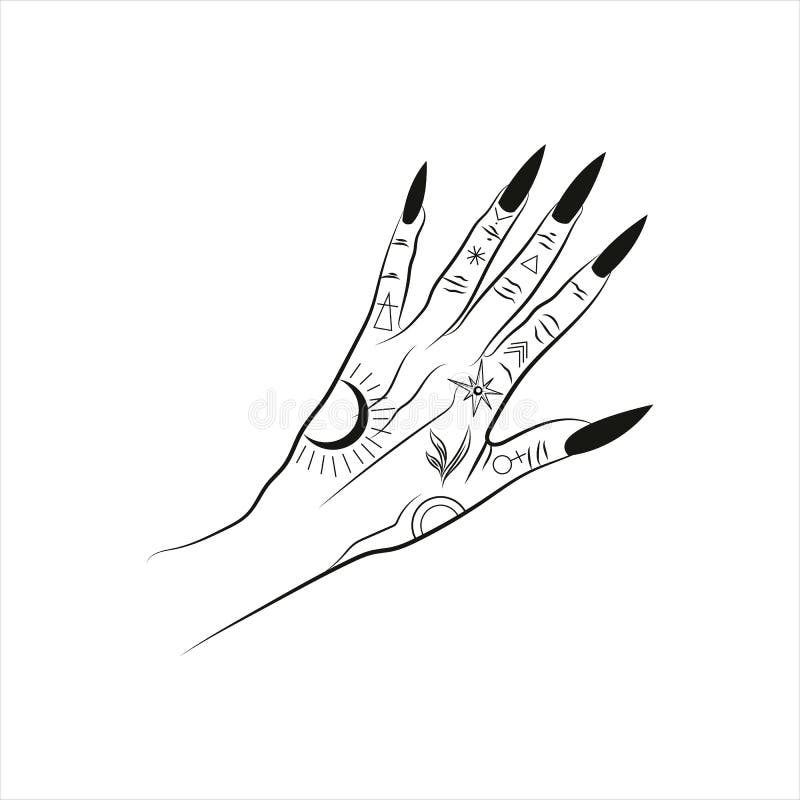 Mystical Witches Hand. Boho Style. Stock Vector - Illustration of ...