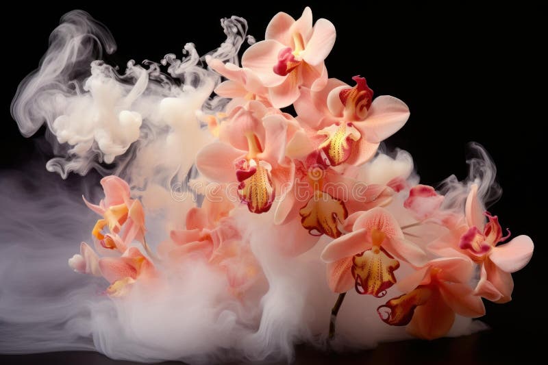 Mystifying Orchids flower smoke. Bloom petal. Generate Ai AI generated. Mystifying Orchids flower smoke. Bloom petal. Generate Ai AI generated