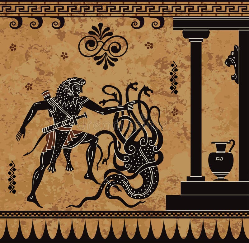 Mythe de Grec d'Anciet Chiffre noir poterie Contrat héroïque de Hercule
