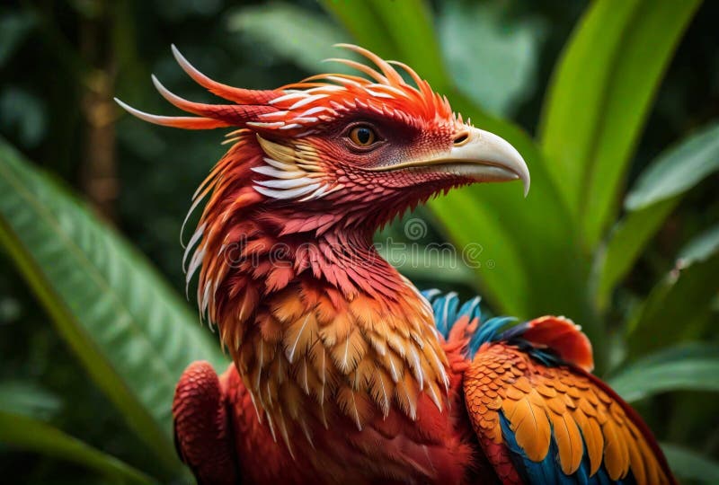 Pasăre mitică și colorată cu dragon exotic lorikeet exotic o creatură aviară rară royalty free illustration