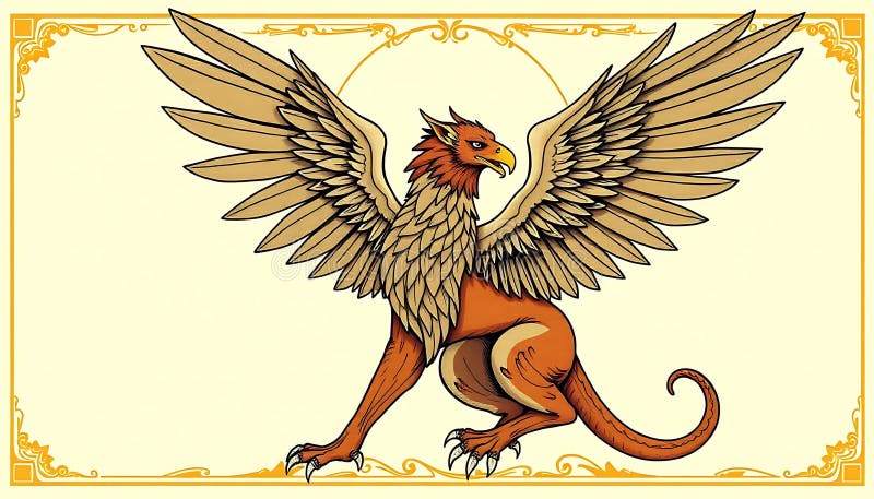 Mythical griffin art fantasy creature illustration Stock Photo Generative AI vektor illustrationer
