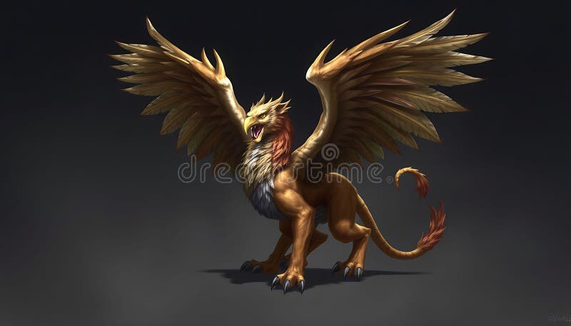 Mythical griffin creature fantasy animal art Stock Photo Generative AI royaltyfri illustrationer