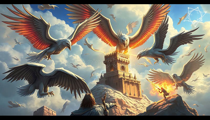 Mythical griffin creature fantasy and legendite Stock Photo Generative AI stock illustrationer